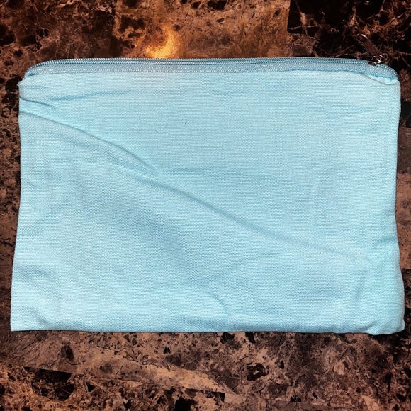 NWOT Women’s Makeup Accessory Sky Blue Cosmetic Bag With Fun Saying-Essentials - Picture 3 of 13